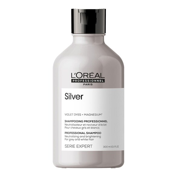 Silver Shampoo - Cabellos grises y blancos, neutraliza reflejos amarillos, L'Oréal Professionnel
