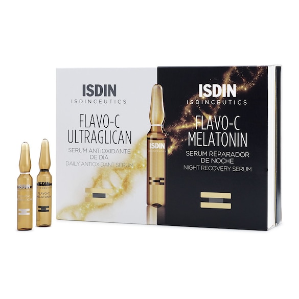 Flavo C Melatonin & Ultraglican - Rutina antioxidante para el día y la noche, Isdin