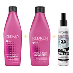 Rutina para cabello coloreado - Champú Color Extend Magnetics + Acondicionador Color Extend Magnetics + One United Multi Benefit-Elixir, Redken