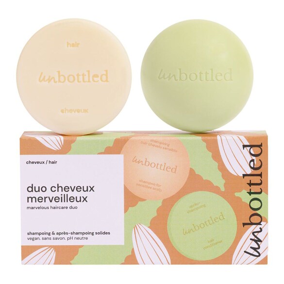 Dúo para un cabello increíble - Champú y acondicionador sólidos, UNBOTTLED