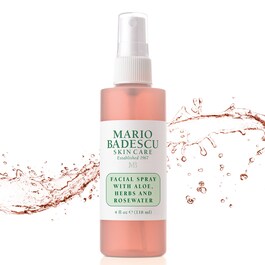 Spray facial de aloe vera, plantas aromáticas y agua de rosas