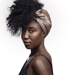 Foulard de pura seda de leopardo salvaje-Accesorio para el cabello 