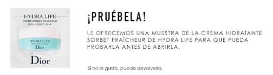 Muestra Hydra Life Crème Sorbet Fraîcheur Dior - Prueba...primero
